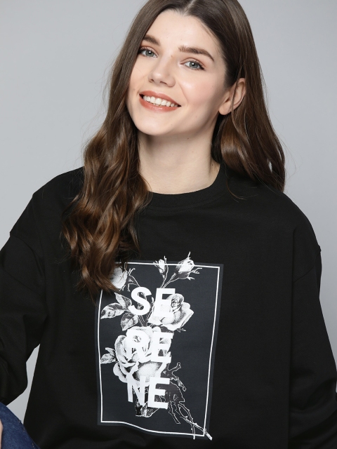 

Mast & Harbour Women Black Printed Sweatshirt