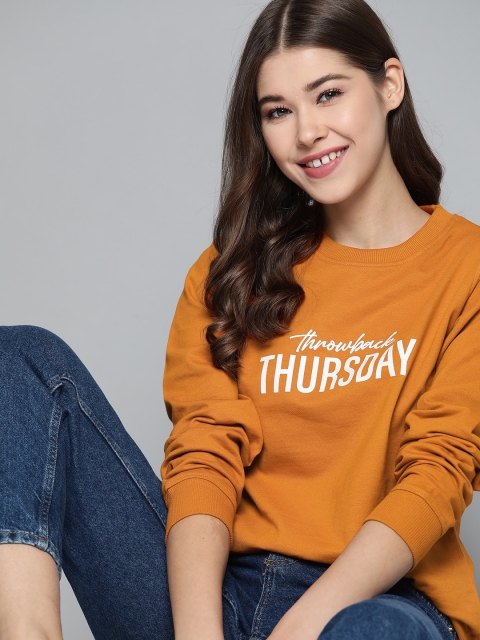 

Mast & Harbour Women Rust Brown Pure Cotton Printed Sweatshirt