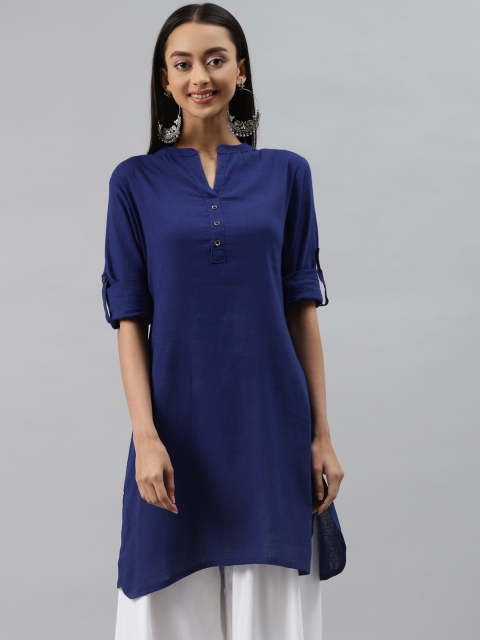 

Meeranshi Women Blue Solid Kurta