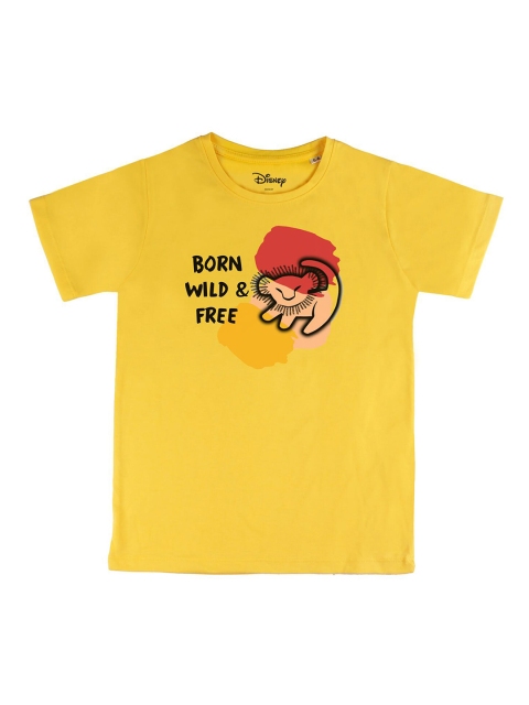 

Disney by Wear Your Mind Boys Yellow & Black Simba Printed Pure Cotton T-shirt