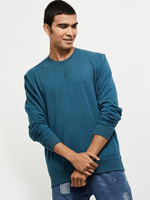 

max Men Teal Solid Sweatshirt