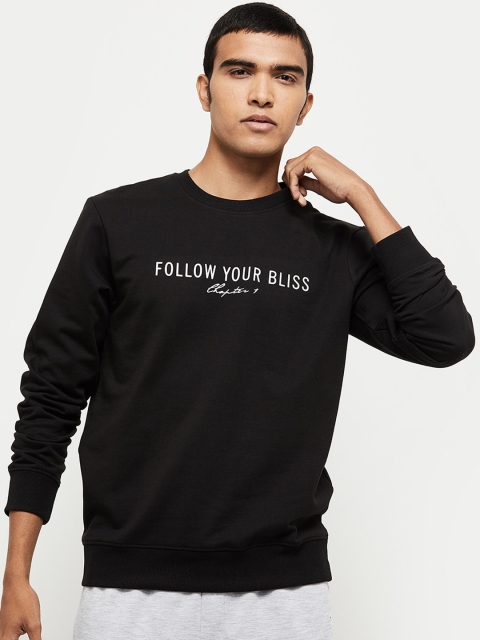 

max Men Black Printed Sweatshirt