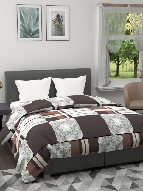 

BIANCA Brown & White Checked Microfiber AC Room 120 GSM Double Bed Comforter