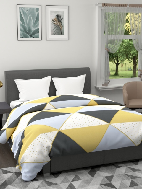 

BIANCA Grey & White Geometric Microfiber AC Room 120 GSM Double Bed Comforter
