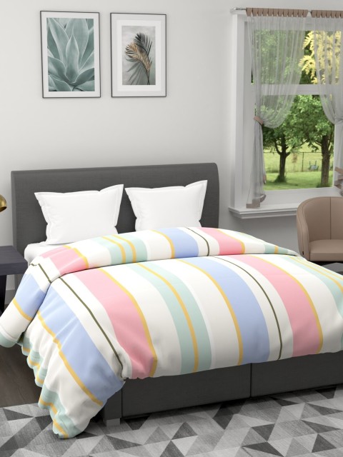 

BIANCA White & Rose Striped Microfiber AC Room 120 GSM Double Bed Comforter
