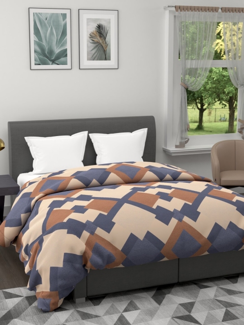 

BIANCA Khaki & Blue Geometric Microfiber AC Room 120 GSM Double Bed Comforter
