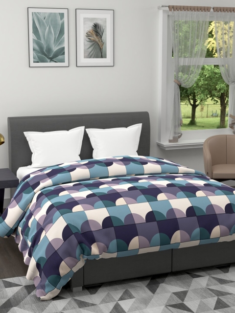 

BIANCA Green & White Geometric Microfiber AC Room 120 GSM Double Bed Comforter