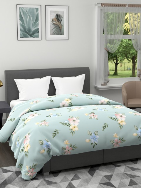 

BIANCA Green & Pink Floral Microfiber AC Room 120 GSM Double Bed Comforter