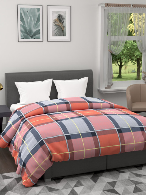 

BIANCA Red & Grey Checked Microfiber AC Room 120 GSM Double Bed Comforter
