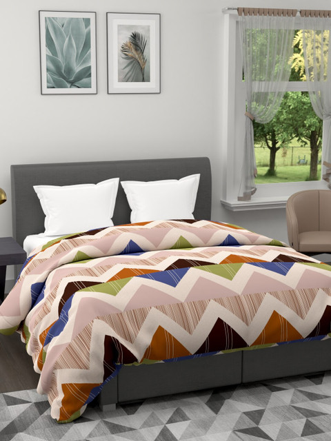 

BIANCA Brown & Green Geometric Microfiber AC Room 120 GSM Double Bed Comforter