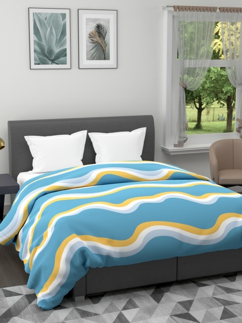 

BIANCA Blue & White Striped Microfiber AC Room 120 GSM Double Bed Comforter
