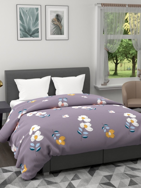 

BIANCA Purple & White Floral Microfiber AC Room 120 GSM Double Bed Comforter