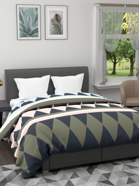 

BIANCA Green & Blue Geometric Microfiber AC Room 120 GSM Double Bed Comforter