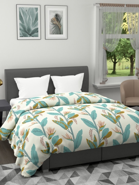

BIANCA Green & Off White Floral Microfiber AC Room 120 GSM Double Bed Comforter