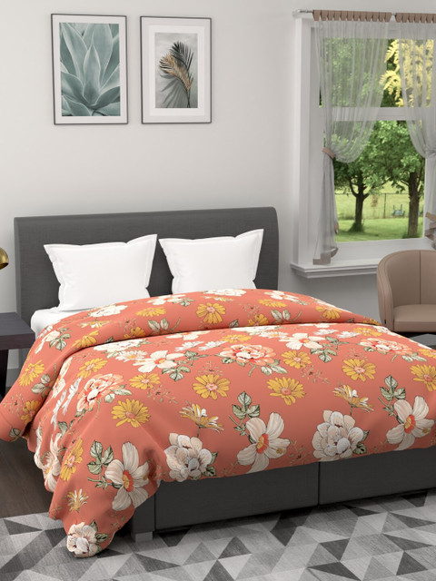 

BIANCA Rust & Green Floral Microfiber AC Room 120 GSM Double Bed Comforter