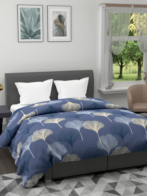 

BIANCA Blue & Grey Floral Microfiber AC Room 120 GSM Double Bed Comforter