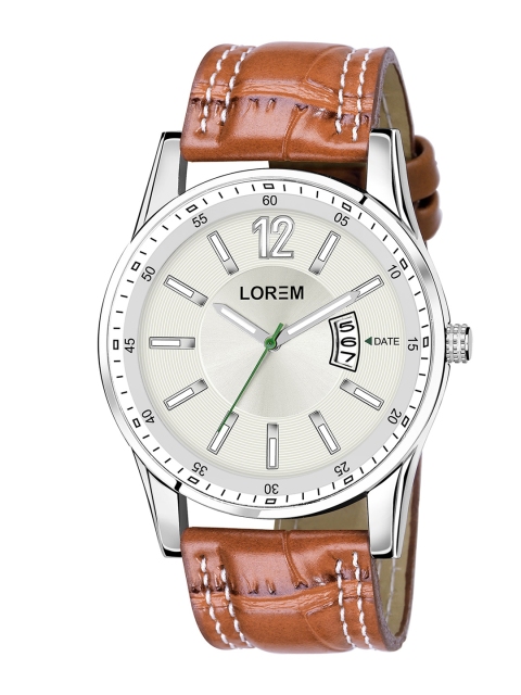 

LOREM Men Silver-Toned Dial & Brown Bracelet Style Straps Analogue Watch LR46