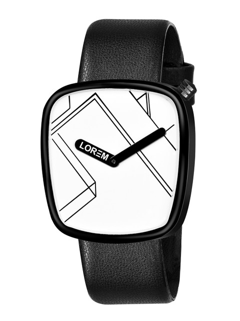 

LOREM Men White Printed Dial & Black Straps Analogue Watch LR43