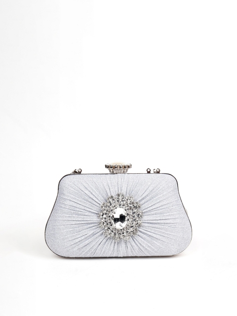 

ODETTE Silver-Toned & White Embellished Purse Clutch