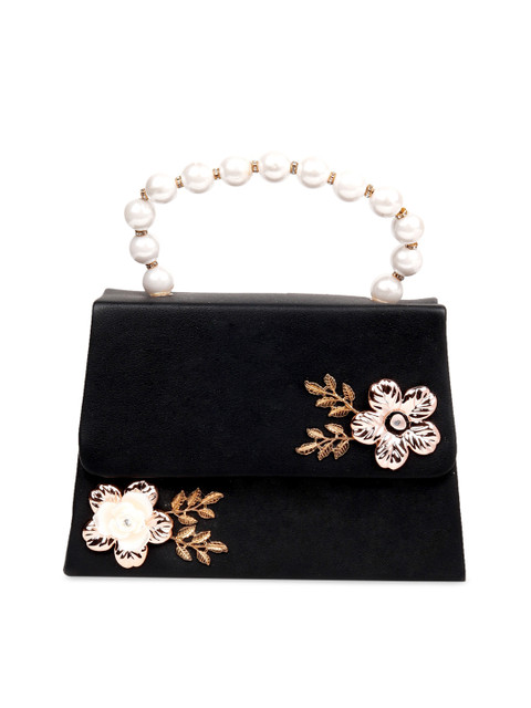 

ODETTE Black Floral Embellished Satchel