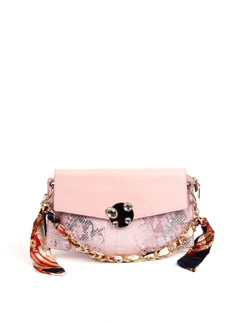 

ODETTE Women Pink & Grey Printed Foldover Clutch
