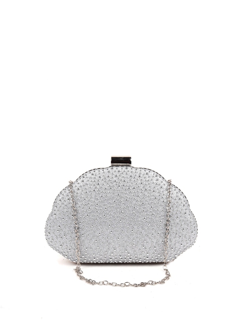 

ODETTE Silver-Toned Embellished Box Clutch