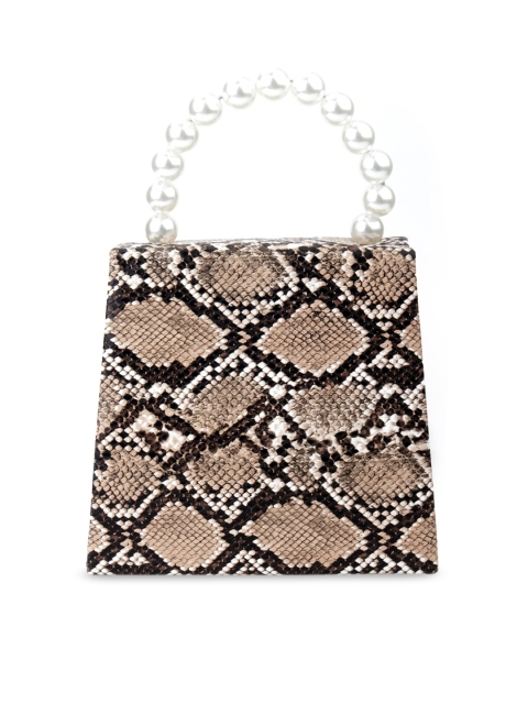 

ODETTE Beige & Black Animal Textured Bucket Tote Bag