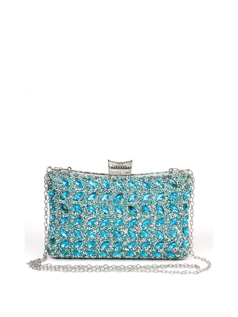 

ODETTE Woman Blue & Silver-Toned Embellished Box Clutch