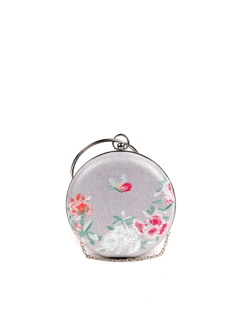 

ODETTE Grey & Red Printed Potli Clutch