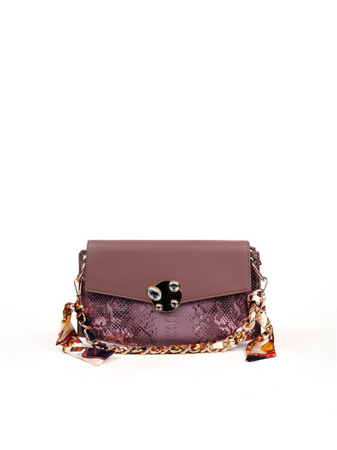 

ODETTE Women Pink & Gold-Toned Printed Foldover Clutch