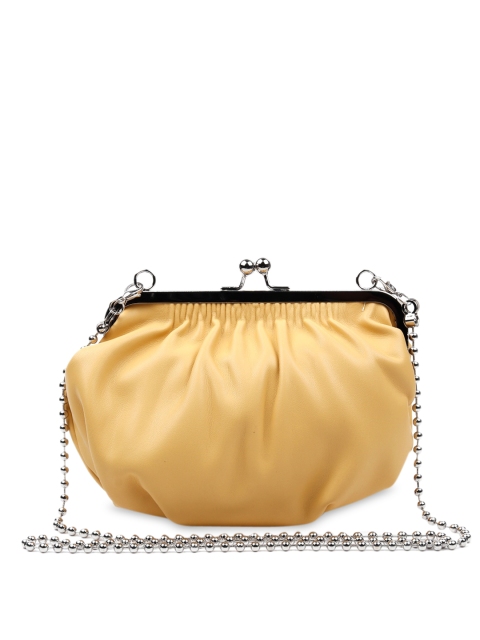 

ODETTE Mustard Yellow Leather Scrunchie Sling Bag