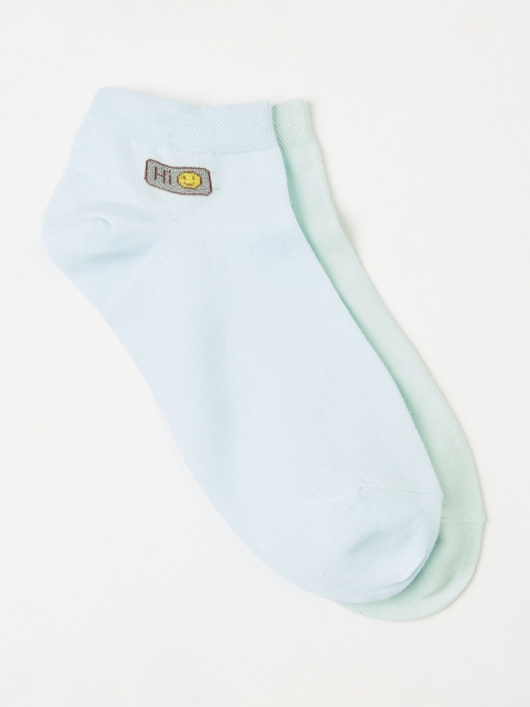 

J Style Pack Of 2 Women Blue & Green Ankle Length Socks