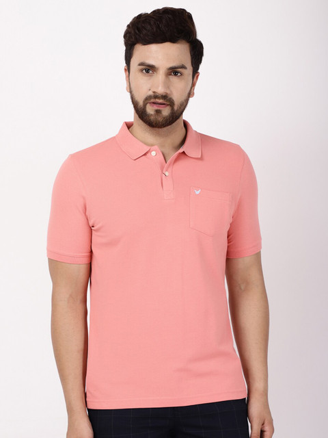 

Blackberrys Men Pink Polo Collar Pockets Slim Fit T-shirt