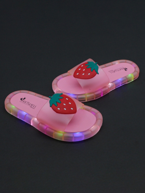 

FEETWELL SHOES Kids Pink & Red Strawberry Rubber Sliders