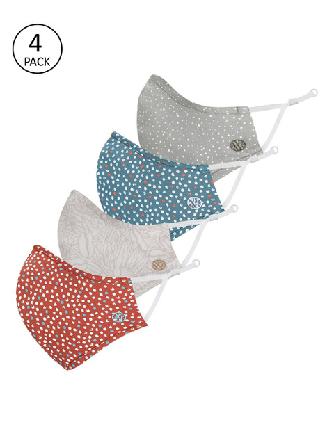 

Van Heusen Women Pack Of 3 Printed 3-Ply Reusable Outdoor Pure Cotton Cloth Masks, Grey