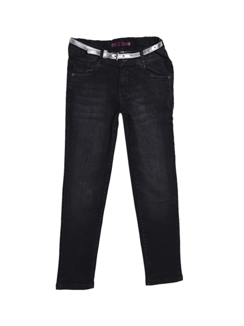 

612 league Girls Black Light Fade Jeans with Belt
