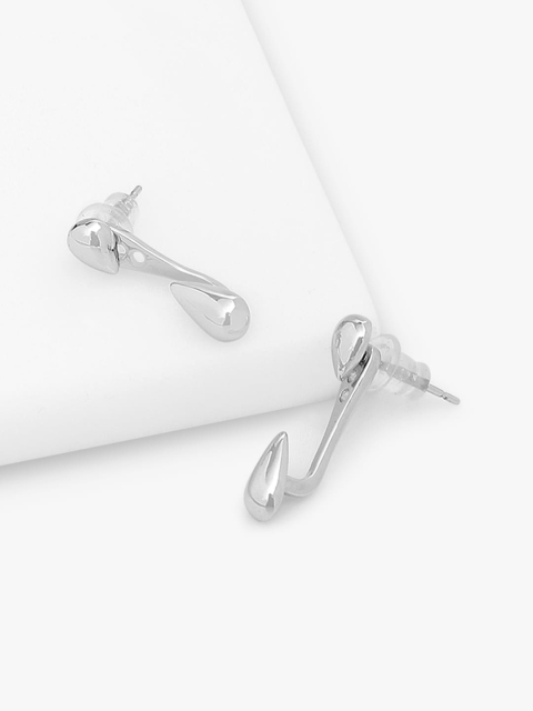 

Mikoto by FableStreet Silver-Toned Teardrop Shaped Studs Earrings