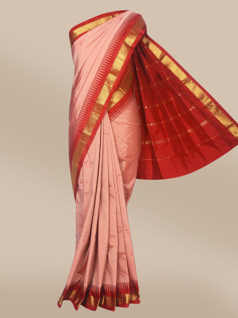 

The Chennai Silks Brown & Red Pure Silk Saree
