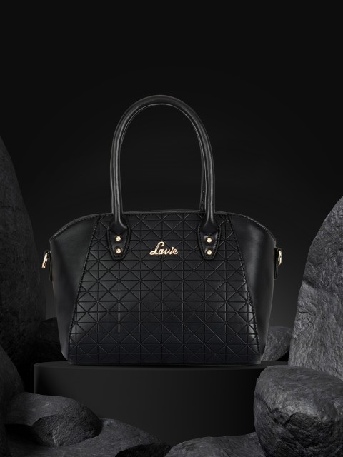 

Lavie Black Textured PU Structured Handheld Bag