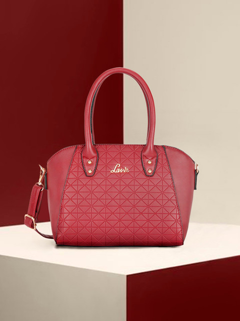 

Lavie Red Textured PU Structured Handheld Bag
