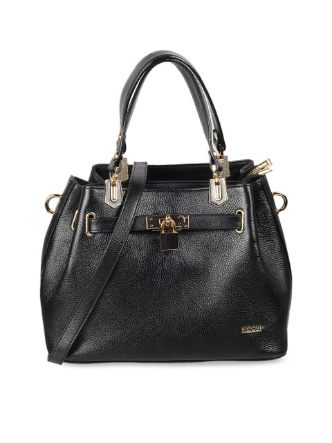 

Mochi Black Leather Structured Handheld Bag