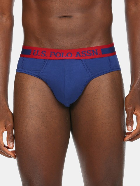 

U.S. Polo Assn. Men Navy Blue Solid Basic Briefs