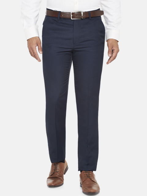 

RICHARD PARKER by Pantaloons Men Navy Blue Straight Fit Formal Trousers
