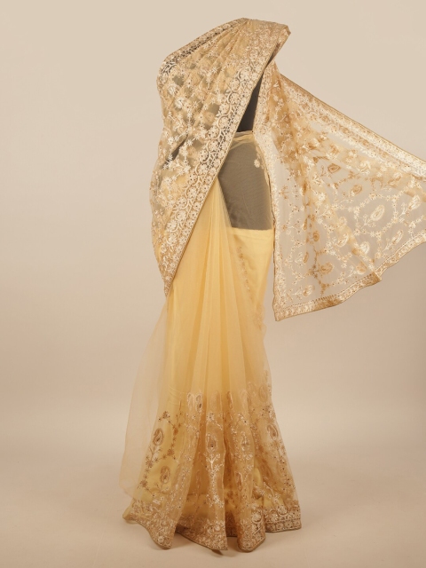 

Pothys Cream-Coloured Netted Embellished Saree