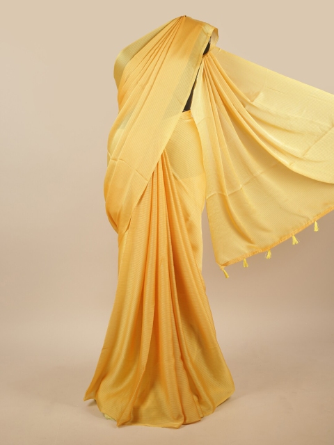 

Pothys Yellow Poly Chiffon Solid Saree