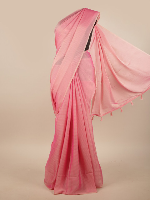 

Pothys Pink Poly Chiffon Solid Saree