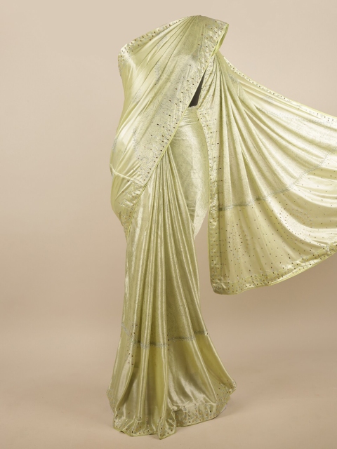 

Pothys Green Poly Chiffon Embellished Saree