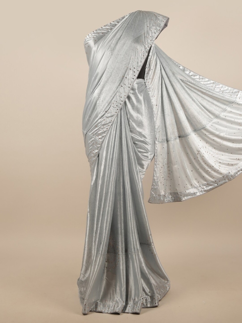 

Pothys Grey Poly Chiffon Embellished Saree