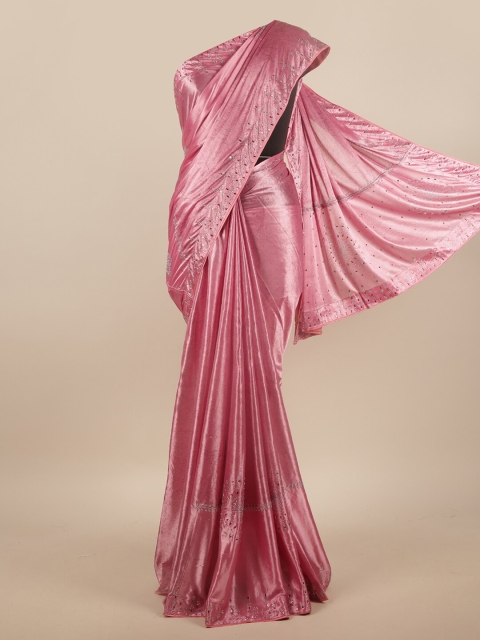 

Pothys Pink Poly Chiffon Embellished Saree