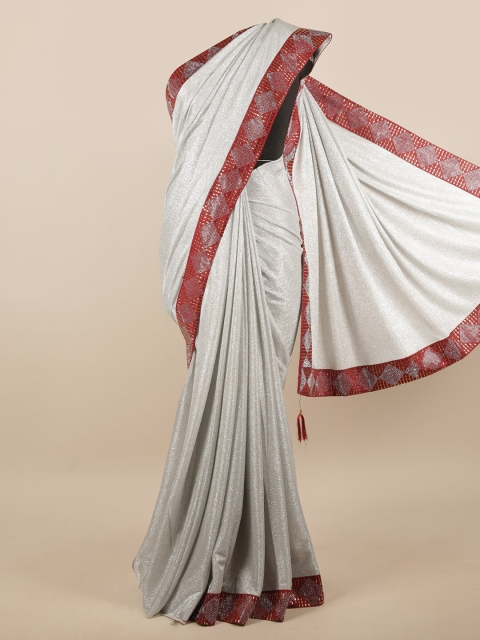 

Pothys Grey & Maroon Poly Chiffon Embellished Saree